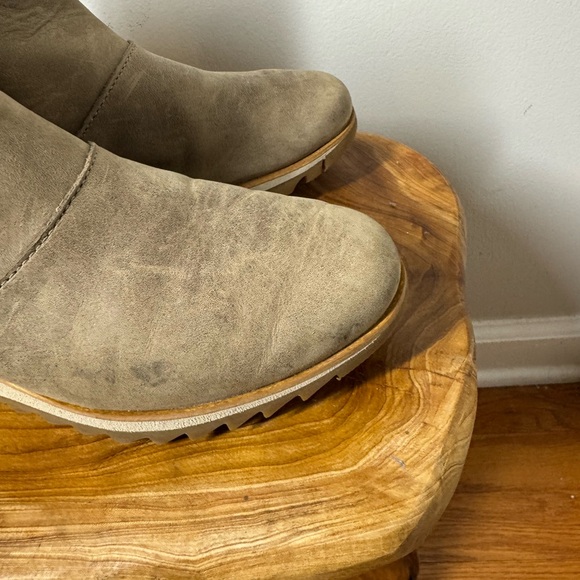 Sorel Harlow Zip Up Waterproof Beige Leather Ankle Boots 6 - Picture 8 of 9
